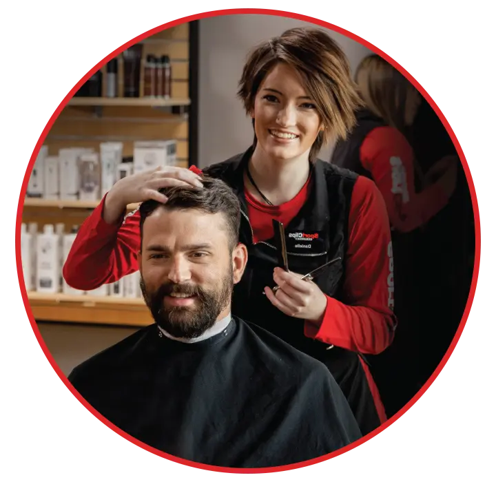 Man getting hair styled